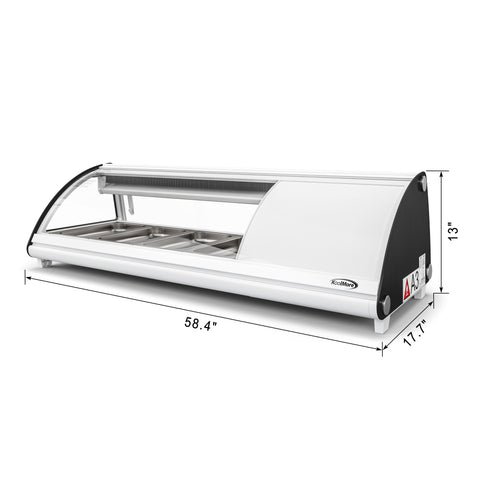46 in. Glass Sushi Countertop Display Refrigerator with 4 Stainless Steel Trays in White (KM-SR46-WH)