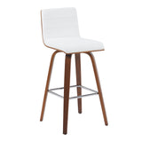 Vienna - Modern Swivel Bar Height Stool - Walnut Finished Wood Frame