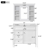 Bathroom Vanity With Mirror Cabinet, Single Sink With 2 Soft Closing Doors And 4 Drawers