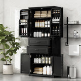 Multi Functional Storage Cabinet With Adjustable Shelves, 2 Drawers, Door Shelves
