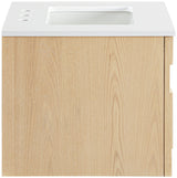 Leonardo - Engineered Stone And Solid Wood 24" Wall Mounted Bathroom Vanity