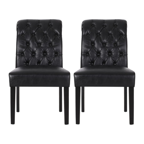 Broxton - Tuft Dining Rolltop Chairs With Button Tufted Backrest (Set of 2)