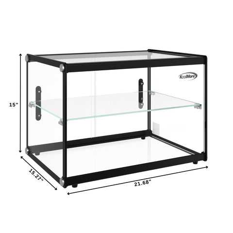 22 in. Tiered Pastry Display Case With Shelf and Sliding Door ETL Certified, 2.2 cu. ft. Capacity (KM-DC-2CSBK)