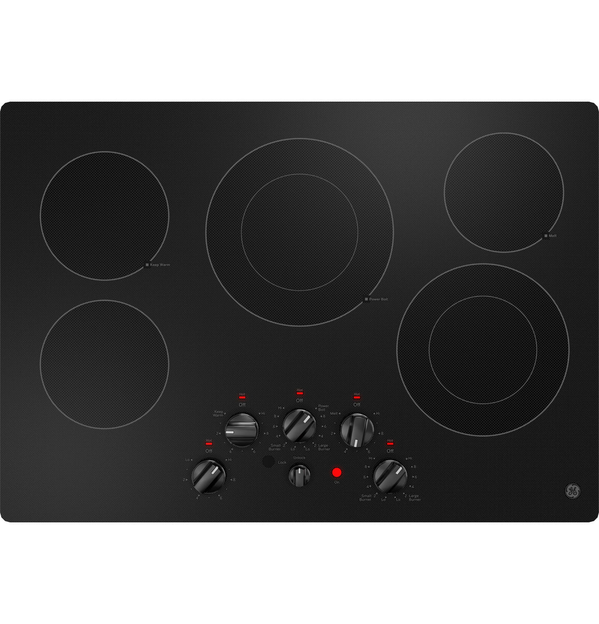 GE JEP5030DTBB - 30 in. 5-Burner Electric Cooktop with Simmer Burner & Power Burner - Black