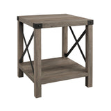 Rustic X 2 Tier Side Table - Gray Wash