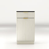 Tilt Out Trash Can Cabinet With Wave Textured Drawer & Pull Out Bin