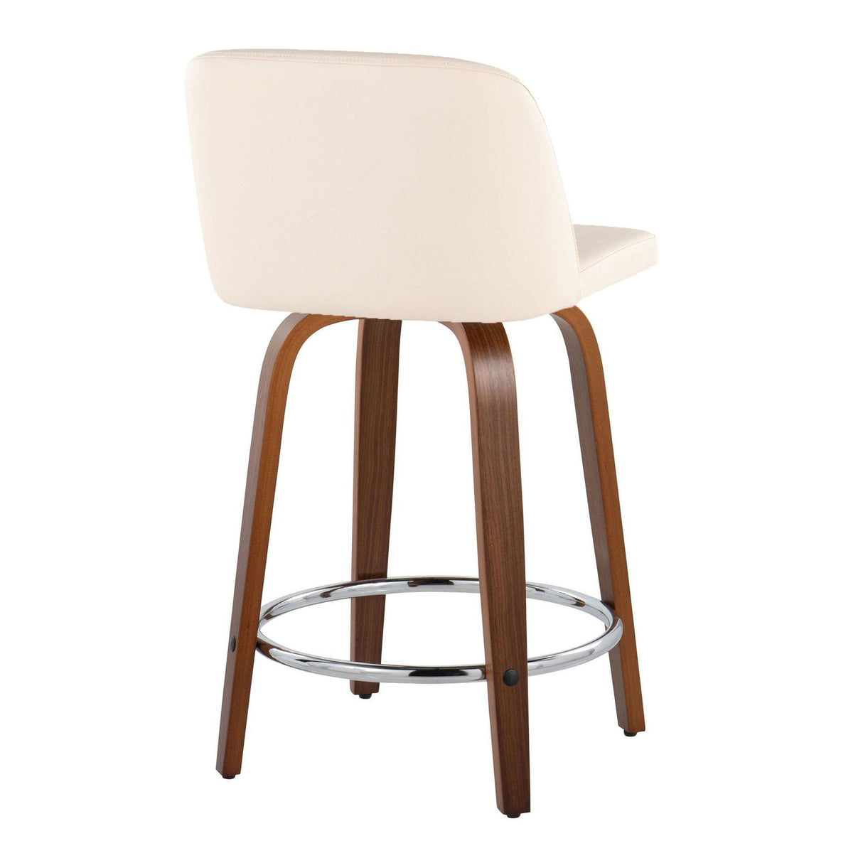 Toriano - 24" Fixed-Height Faux Leather Counter Stool (Set of 2) - Walnut And Cream