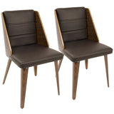 Galanti - Dining Chair (Set of 2) - Walnut Wood, Brown Faux Leather