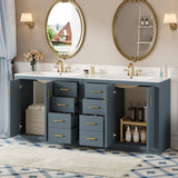 Modern Bathroom Vanity With Ceramic Sink, 6 Drawers & Soft-Close Doors