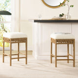 Lucia - Backless Upholstered Counter Stool With Frame - Ivory White