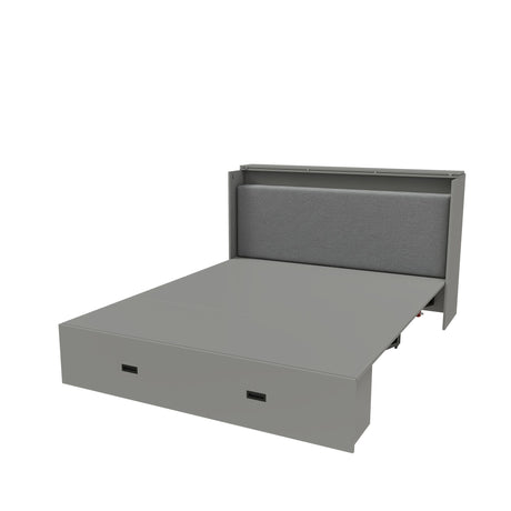 Murphy Bed With Storage Drawers And Charging Cabinet, Foldable Panels, Swivel Wheels