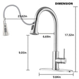 Classic High Arc Kitchen Faucet With Pull Down Sprayer, Stainless Steel - Brushed Nickel