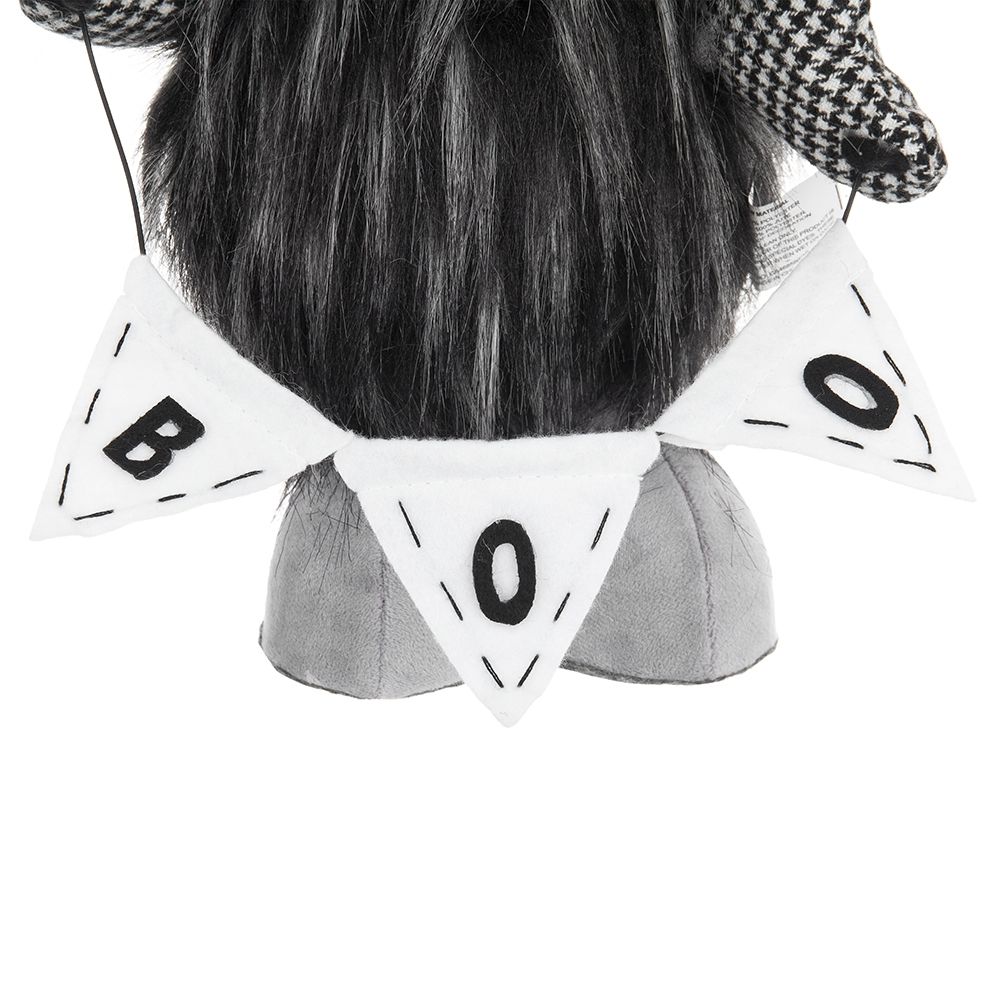 Gnome With 'Boo' Banner, For Halloween Decor - Black White