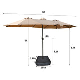 Double- Sided Outdoor Market Umbrella With Lights And Base