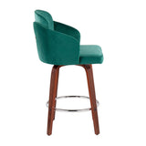 Dahlia - Contemporary Counter Stool With Velvet Seat (Set of 2) - Walnut Wood