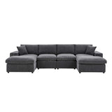 Upholstered Symmetrical Modular Sectional With 6 Seating