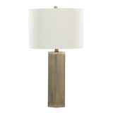 Huit - 26" Metal Table Lamp (Set of 2) - Antique Brass And White Linen
