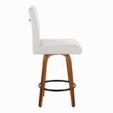 Hannah - 26" Fixed-Height Counter Stool With Swivel And Round Black Metal Footrest (Set of 2) - Walnut Wood