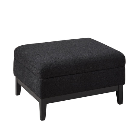 Upholstered Storage Ottoman With Reversible Lid Coffee Table With Rubberwood Legs