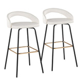 Grotto - Upholstered Fixed-Height Barstool - Black Metal