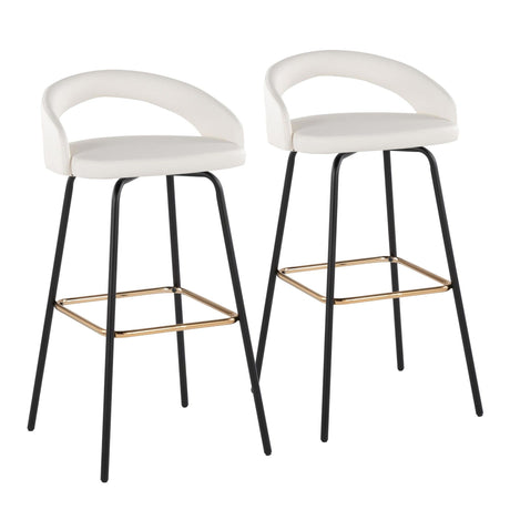 Grotto - Upholstered Fixed-Height Barstool - Black Metal
