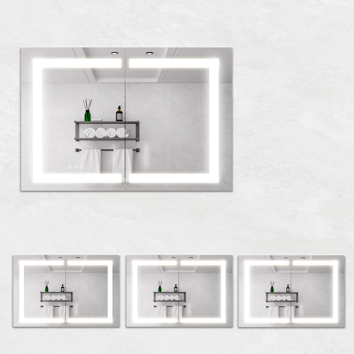 Medicine Cabinet With LED Vanity Mirror, Anti-Fog, Waterproof, Dimmable With Touch Switch