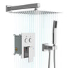 Dual Shower Head System With Square Rain Shower And Rough In Valve