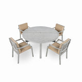 Outdoor Wooden Dinning Set With An Umbrella Hole And Removable Cushions For Patio