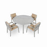 Outdoor Wooden Dinning Set With An Umbrella Hole And Removable Cushions For Patio