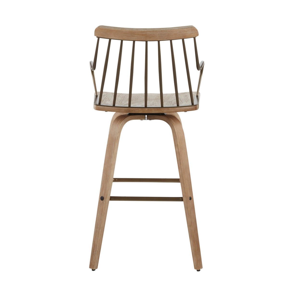 Preston - Farmhouse Counter Stool - White Washed Wood And Antique Copper Metal
