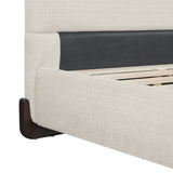 Queen Size Upholstered Bed With Slat Support - Beige