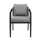 Palma - Outdoor Patio Dining Chairs In Aluminum And Wicker With Gray Cushions - (Set Of 2)