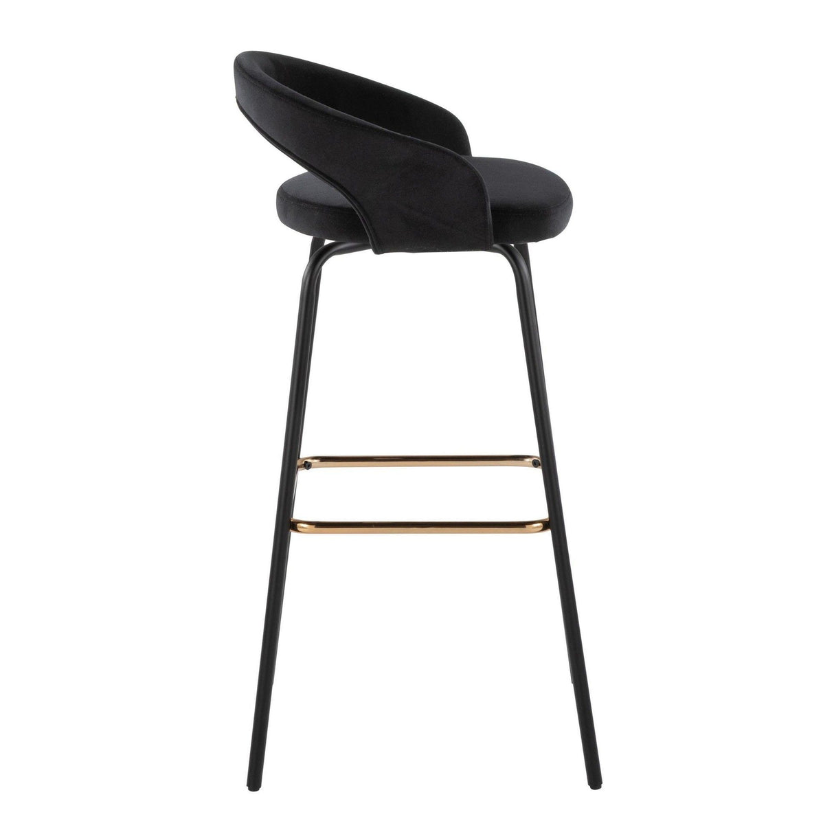 Grotto - Upholstered Fixed-Height Barstool - Black Metal