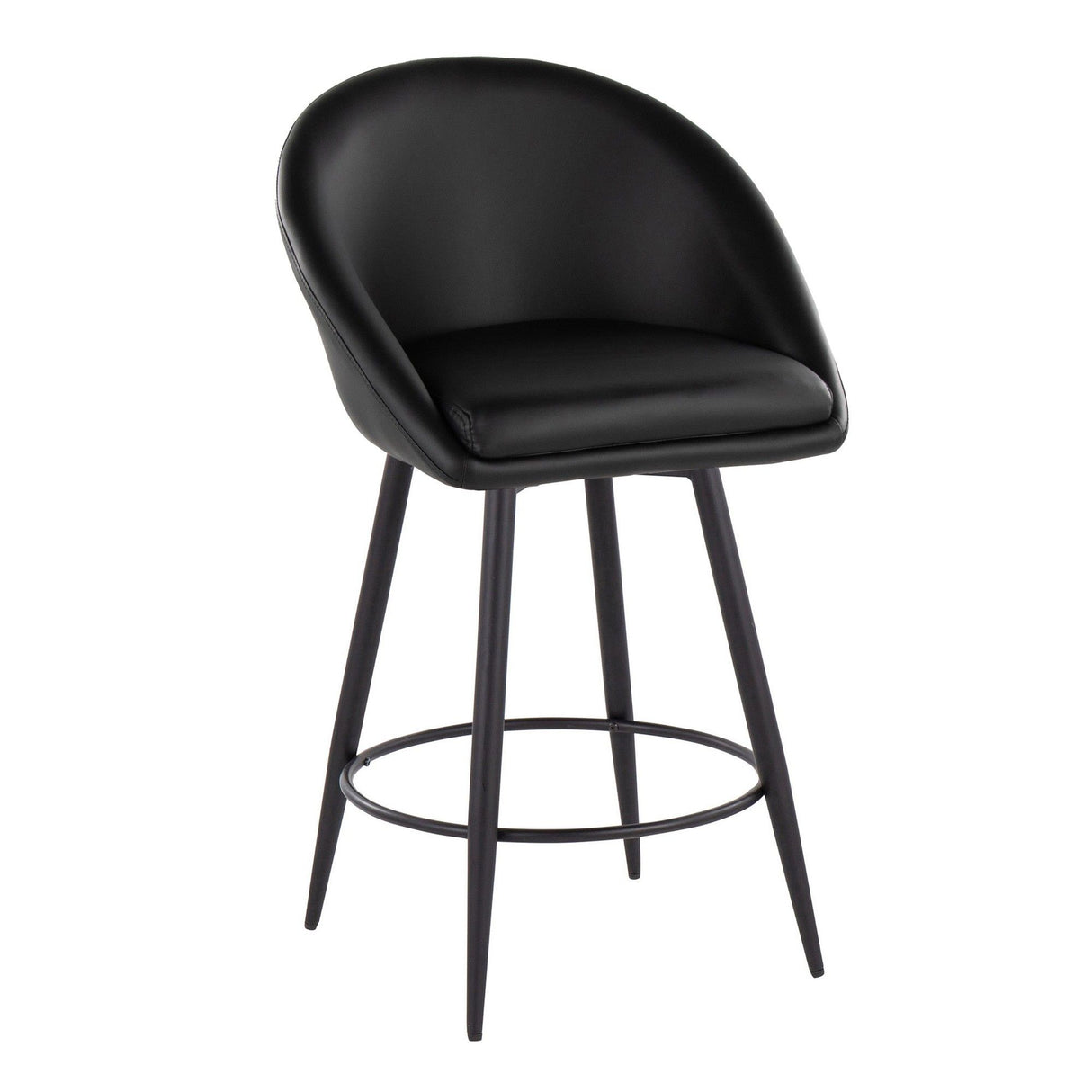 Matisse - 26" Highback Fixed-Height Counter Stool With Swivel And Round Black Metal Footrest (Set of 2) - Black Metal