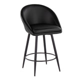 Matisse - 26" Highback Fixed-Height Counter Stool With Swivel And Round Black Metal Footrest (Set of 2) - Black Metal
