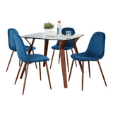 Folia - Square Pebble 5 Piece Dining Set - Blue