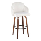 Dahlia - Fixed-Height Barstool (Set of 2) - Walnut Wood, Black Metal Footrest