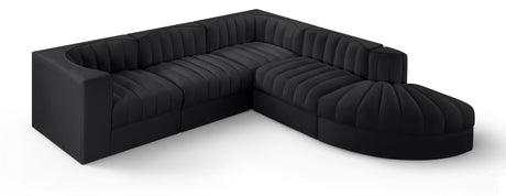 Rummi - Velvet Performance Fabric Upholstered 5 Piece Modular Sectional