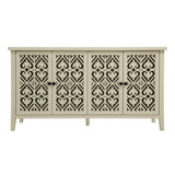 Hollowed Out Cabinet With 4 Doors, American Furniture, Suitable For Bedroom, Living Room, Study - Natural