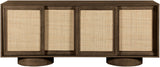 Windsor - Solid Wood And Brown Cane Sideboard / Buffet With Cylindrical Legs - Brown