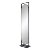 Full Length Standing Mirror, 360° Swivel Floor Mirror For Bedroom - Black