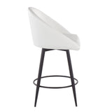 Matisse - 26" Highback Fixed-Height Counter Stool With Swivel And Round Black Metal Footrest (Set of 2) - Black Metal