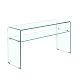 Modern Glass Console Table With Rounded Edges For Versatile Use Tempered Glass - Clear