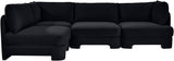 Hammond - Velvet Performance Fabric Upholstered 4 Piece Armless Sectional