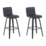 Vienna - Modern Swivel Bar Height Stool - Black Brushed Wood Frame