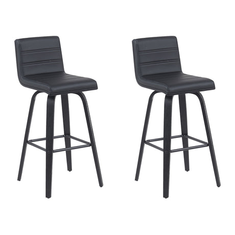 Vienna - Modern Swivel Bar Height Stool - Black Brushed Wood Frame