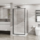 Corner Shower Enclosure, Frameless Pivot Door - Matte Black