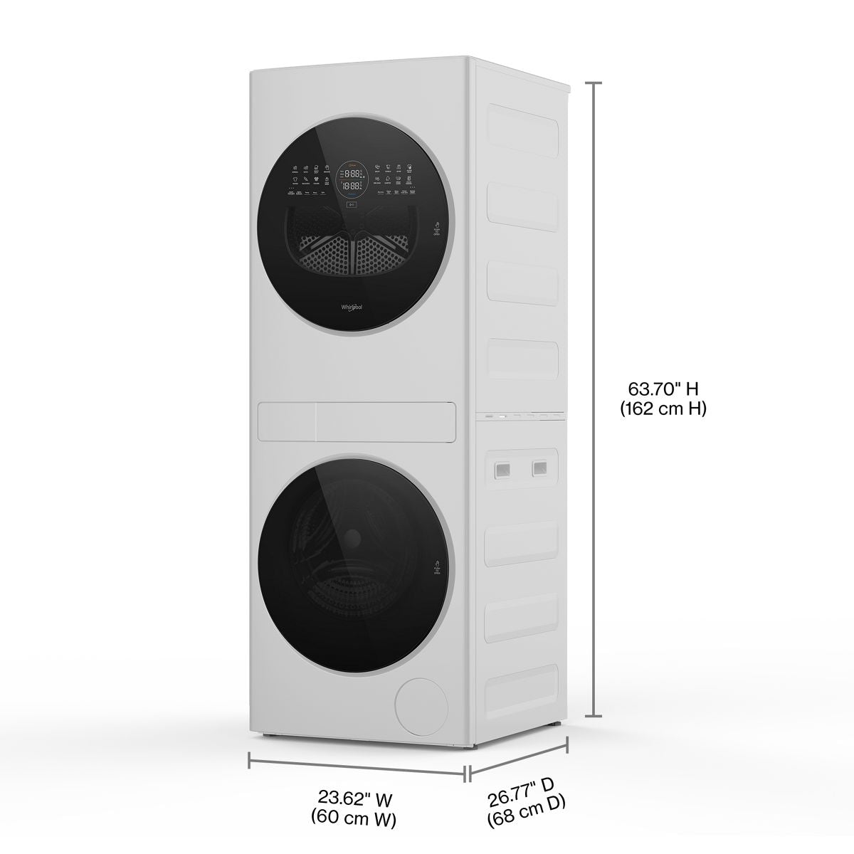 Whirlpool WFH5424SW laundry tower dimension diagram