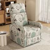 Modern Manual Recliner, Home Theater Chair With Adjustable Backrest For Living Room - Beige / Blue