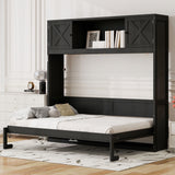 Rustic Casual Murphy Bed With Storage Cabinets